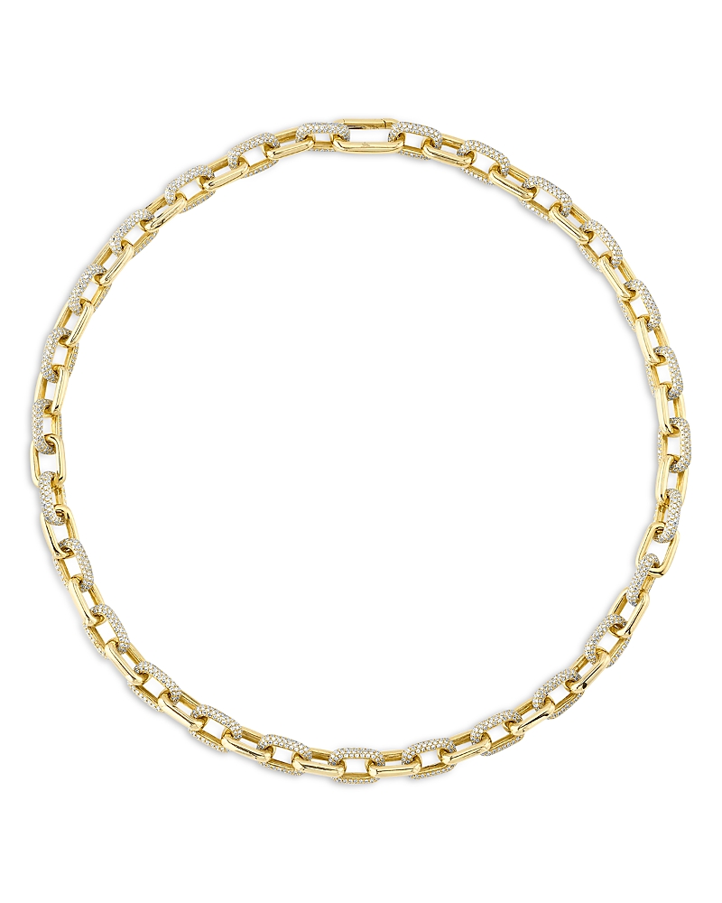 Shy Creation 14k Yellow Gold Kate Diamond Pave Link Necklace, 18 In Gold
