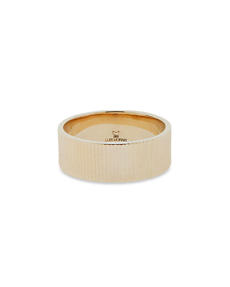 Luis Morais 14k Yellow Gold Engine Turn Key Ring In Gold