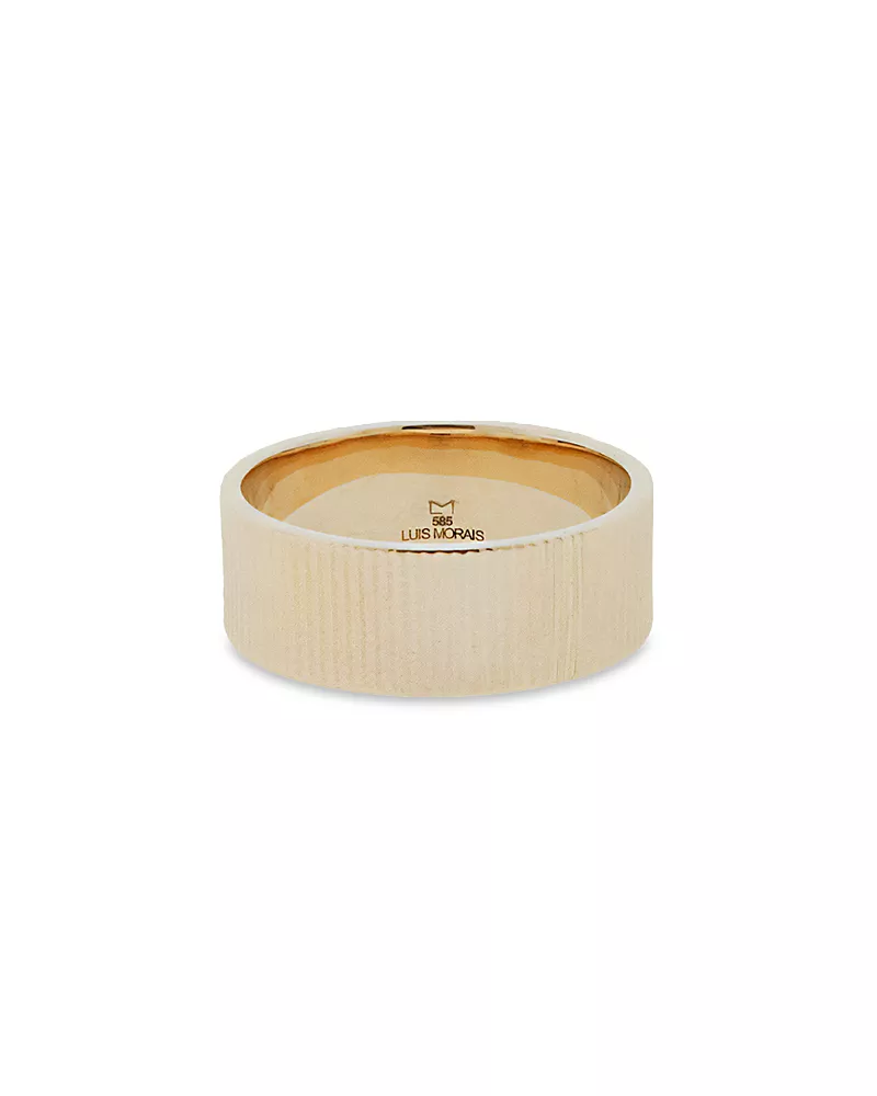 Luis Morais Men's 14K Yellow Gold Engine Turn Key Ring