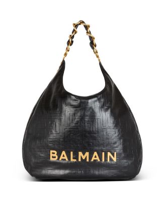 Balmain - Women's Large 1945 Soft Hobo Bag in Crinkled Calfskin