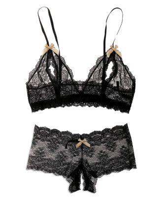 Hanky Panky After Midnight Peekaboo Bralette & Open-Panel Briefs
