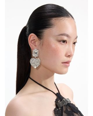 Crystal Heart Tiered Drop Earrings