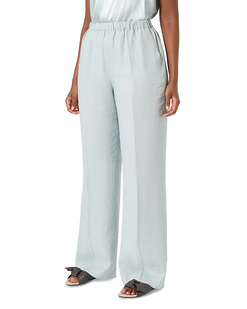 Shop Marina Rinaldi Uscito Rocco Linen Pants In Sage Green