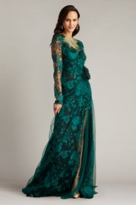 Silvia Embroidered Illusion Gown