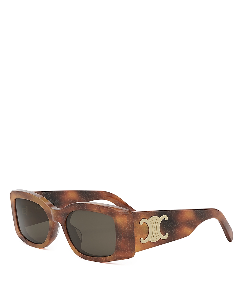 Celine Maxi Triomphe Rectangle Sunglasses In Havana/brown