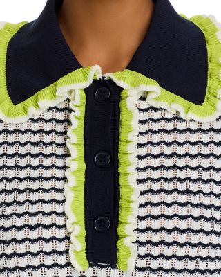 Ruffled Trim Polo Top