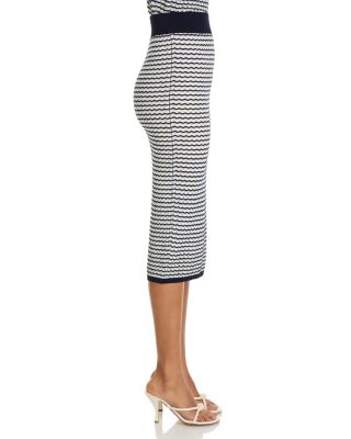 Wavy Striped Midi Skirt