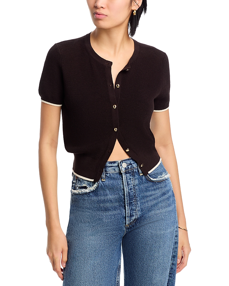 rag & bone Dina Tipped Short Sleeve Cardigan