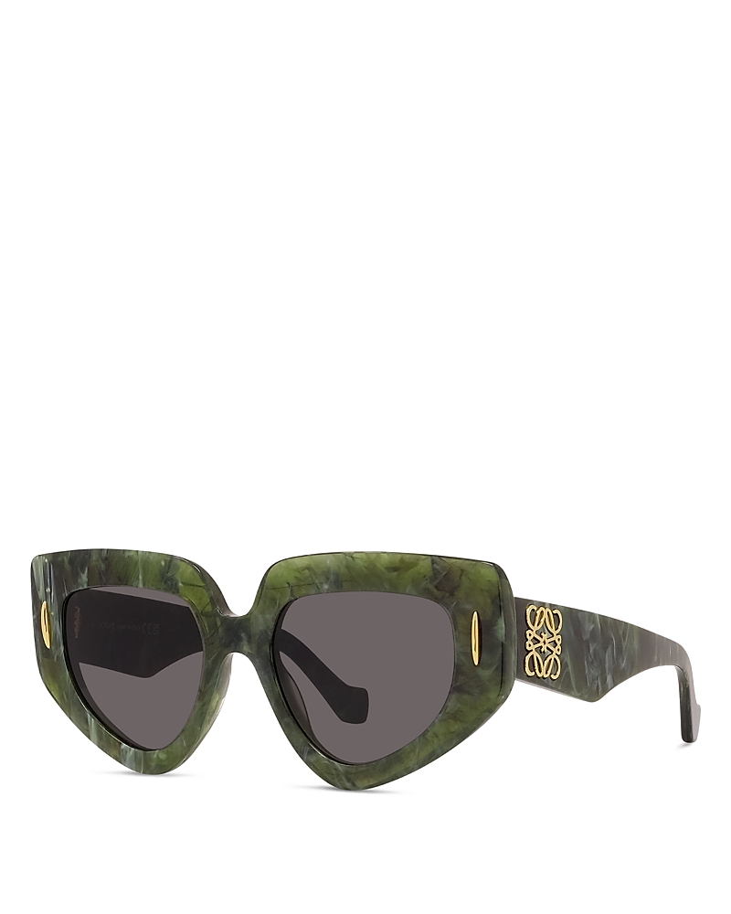 Loewe Anagram Geometric Sunglasses, 51mm In Green/smoke