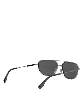 Travel Rectangular Metal Sunglasses, 61mm