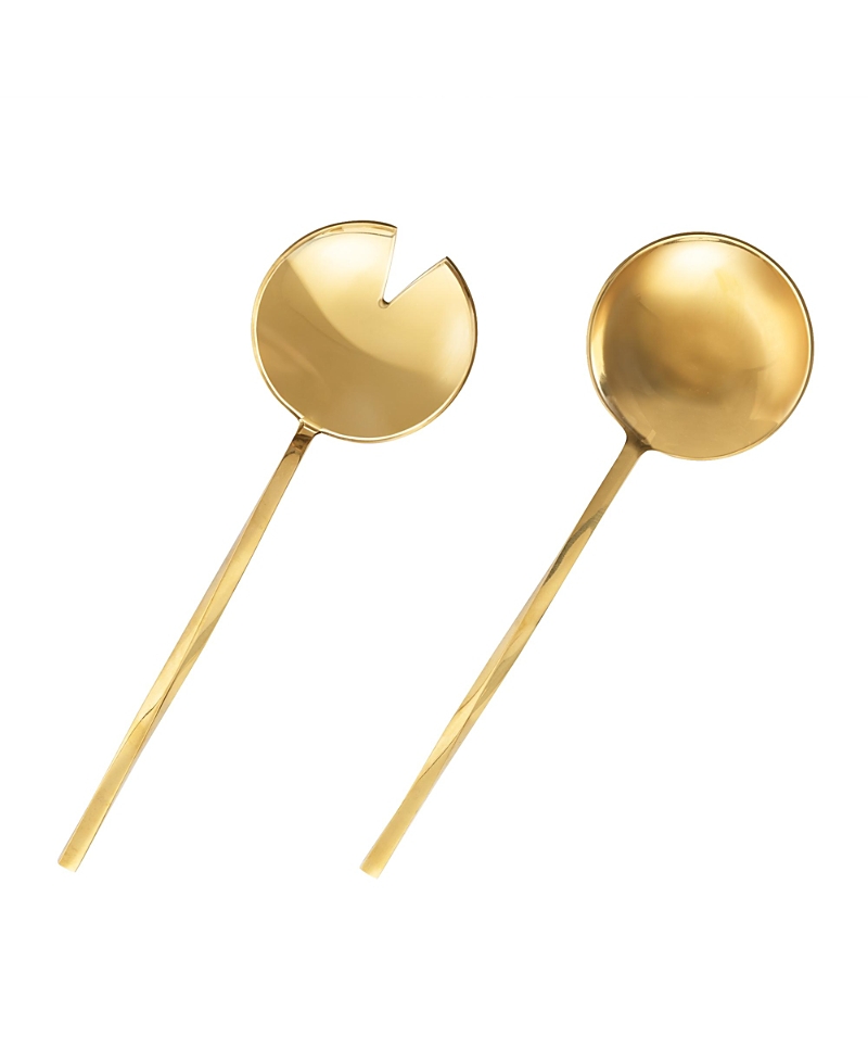 Gauri Kohli Oslo Salad Servers, Set Of 2 In Shiny Gold
