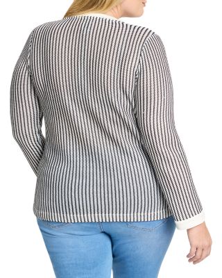 Plus Zig Zag Split V Neck Top