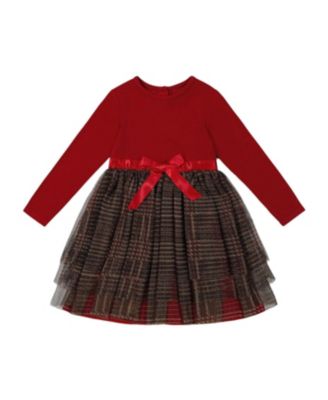 Deux par Deux - Girls' Bi-Material Dress with Glittering Tulle Skirt - Baby