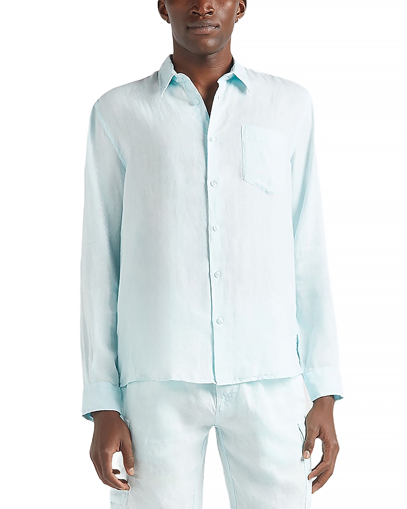 Vilebrequin Caroubis Long Sleeve Button Front Shirt In Pacific Blue
