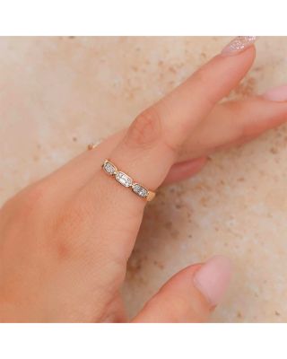 14K Yellow Gold Aleera Diamond Baguette & Round Cluster Ring