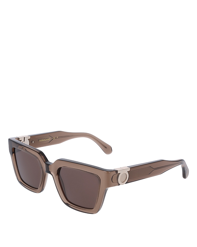 Ferragamo 52mm Square Sunglasses In Transparent Brown