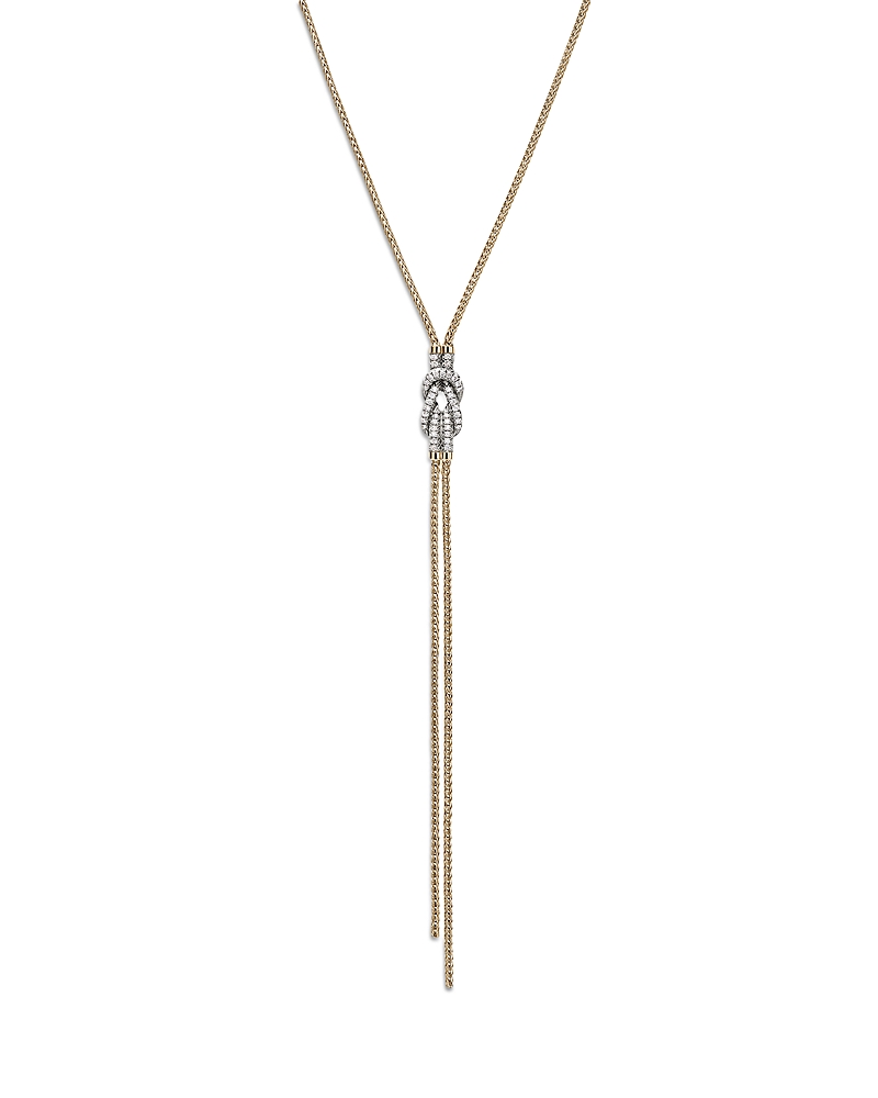 Shop John Hardy 14k Yellow Gold Love Knot Diamond Lariat Necklace, 18-20