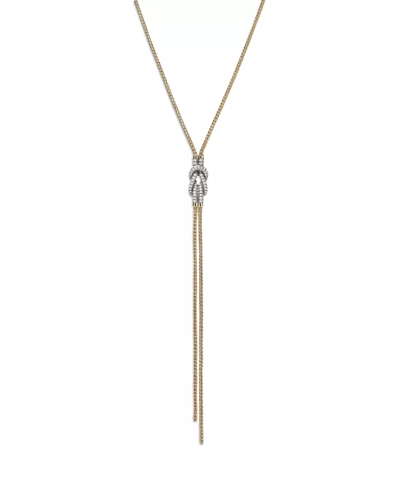 John Hardy 14K Yellow Gold Love Knot Diamond Lariat Necklace, 18