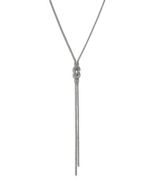 Sterling Silver Love Knot Diamond Lariat Necklace, 18-20"