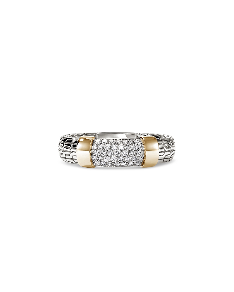 John Hardy 14k Yellow Gold & Sterling Silver Jh Essentials Diamond Pave Band In Silver