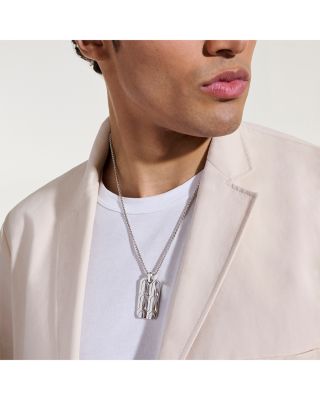 Men's Sterling Silver Icon Dog Tag Pendant Necklace, 22"