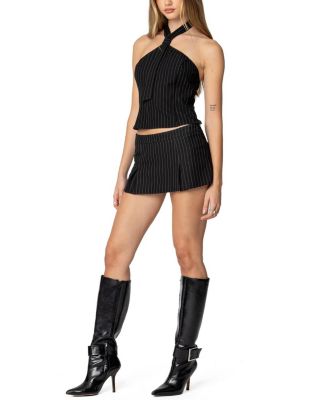 Karine Pinstripe Pleated Mini Skort