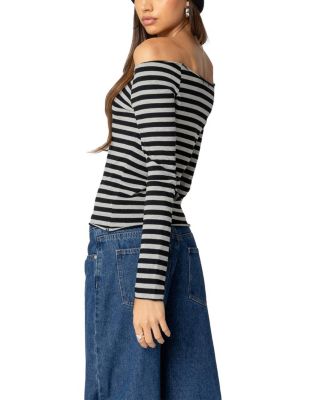Nelligan Striped Off Shoulder Top