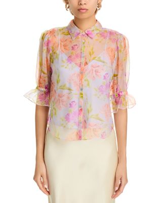 Midnight Tulips Fiona Silk Blouse