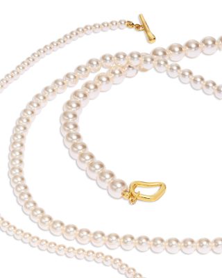 Louise Imitation Pearl Wrap Necklace in 14K Gold Plated Sterling Silver