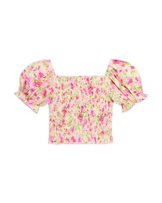 Girls' Marlee Smocked Floral Puff Sleeve Top - Big Kid