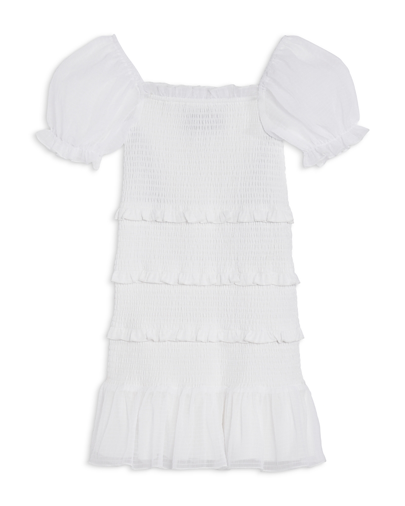 Katiejnyc Girls' Laila Puff Sleeve Tiered Smocked Dress - Big Kid In White Check