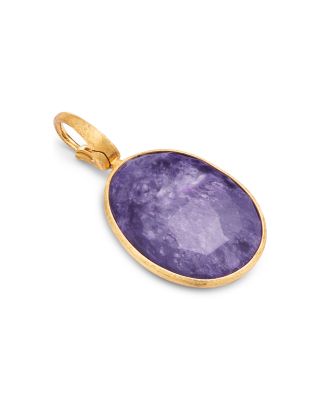 18K Yellow Gold Lunaria Color Charoite Oval Pendant