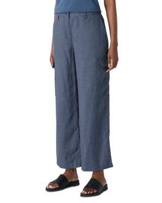 Eileen Fisher - ull Leg Linen Wide Cargo Pants