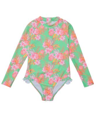 Girls' Coastal Shells Sustainable Leg Frill Surf Suit - Little Kid
