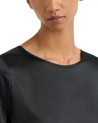 Stretch Silk Satin Short Sleeve Blouse