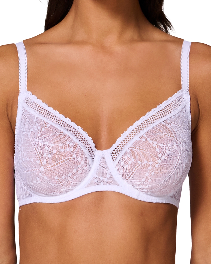 Simone Perele Comete Dotted Lace Sheer Full-coverage Bra In White