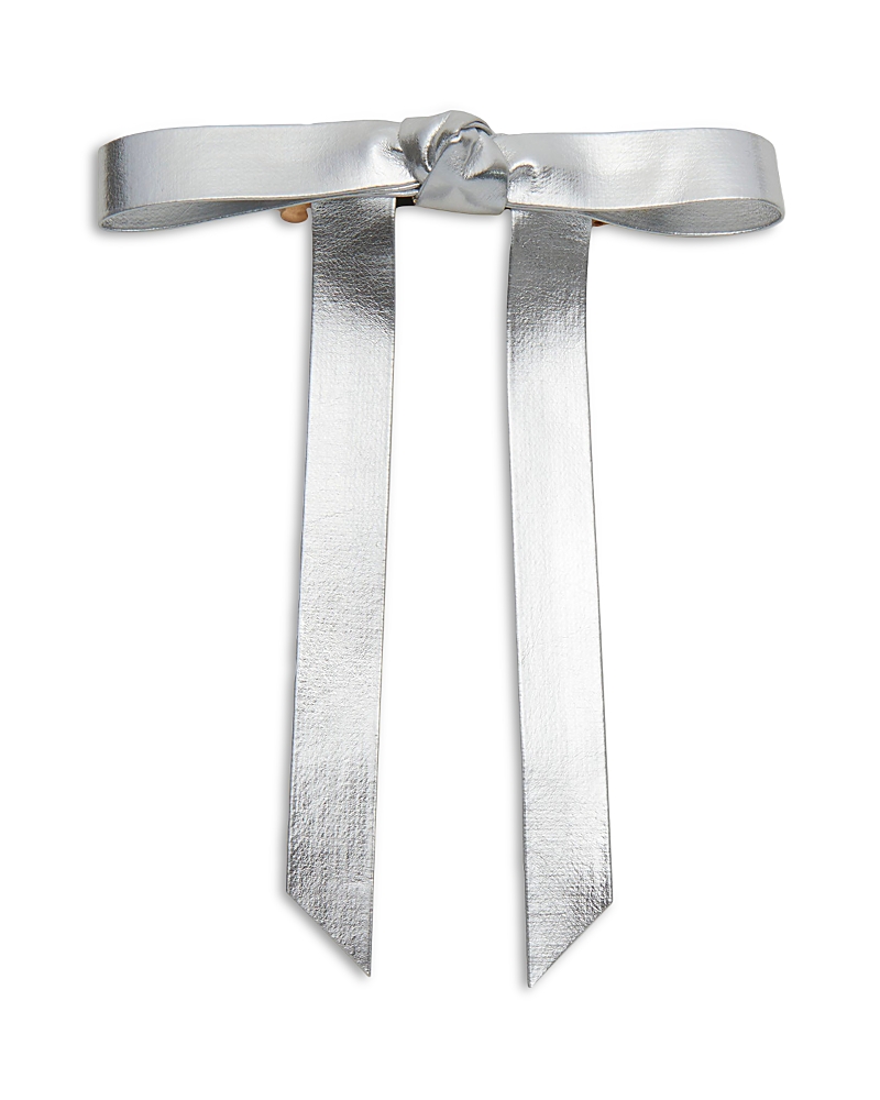 Lele Sadoughi Bardot Metallic Bow Barrette In Silver