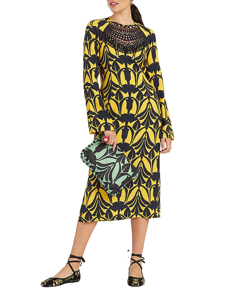 La Doublej Patterned Wednesday Midi Dress In Papyrus Gold