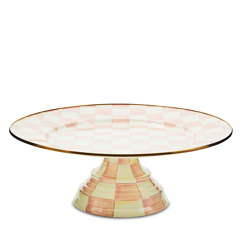 Mackenzie-childs Rosy Check Large Pedestal Platter