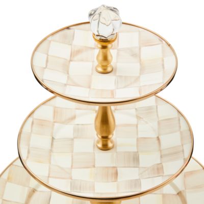 Mocha Check Three Tier Sweet Stand