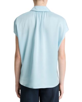 Silk Cap Sleeve Ruched Back Shirt 