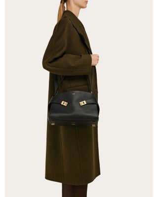 Hug Soft Black Leather Handbag 