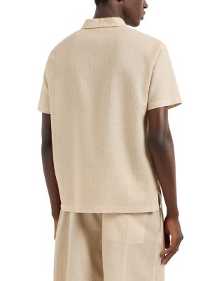Partial Zip Woven Polo Shirt