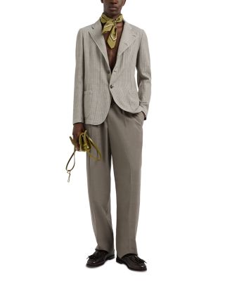 Regular Fit Asymmetric Textured Wool Blazer