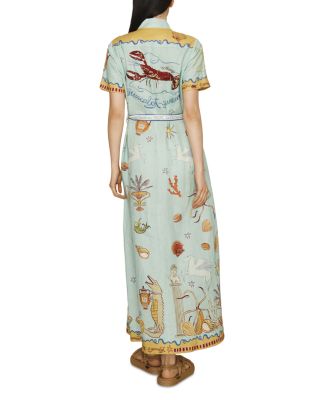 Surrealist Linen Shirt Dress