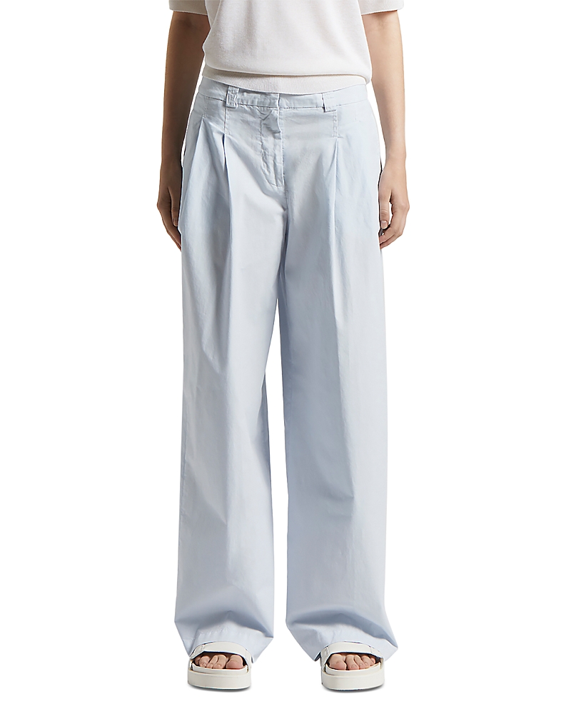 Peserico Pinstriped Linen Straight Trousers In Atmosphere