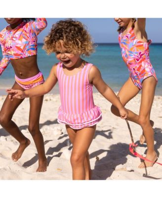  Stripy Sunset Sustainable Skirt Swimsuit - Little Kid