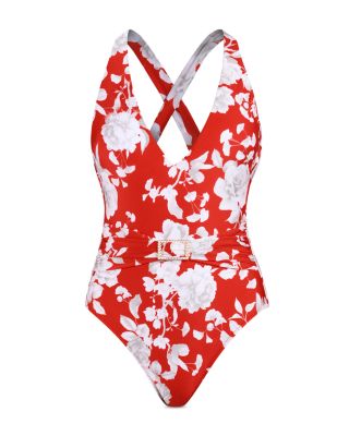 Lisa Ikebana Plunge One Piece Swimsuit