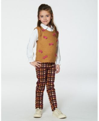  Milano Treggings Plaid Magenta and Brown - Little Kid
