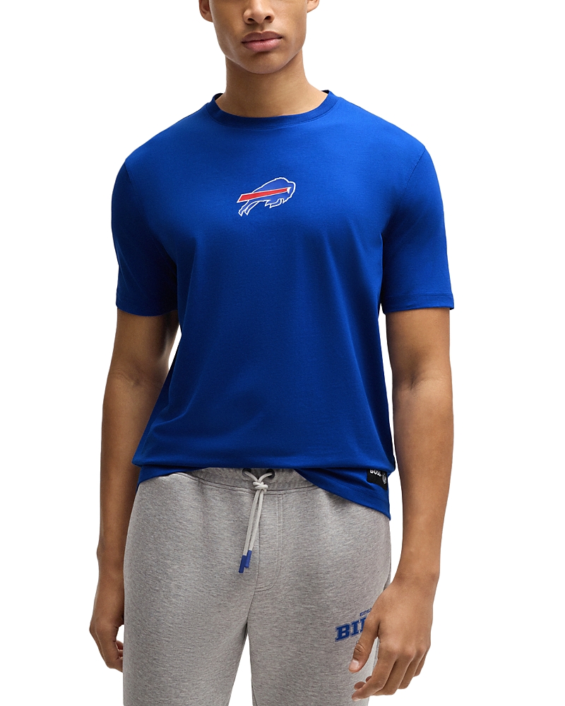 Hugo Boss Boss X Nfl Stretch-cotton T-shirt With Special Branding In Bills Medium Blue
